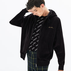 Men's LIVE Signature Hooded Velvet Zip Sweatshirt / Lacoste