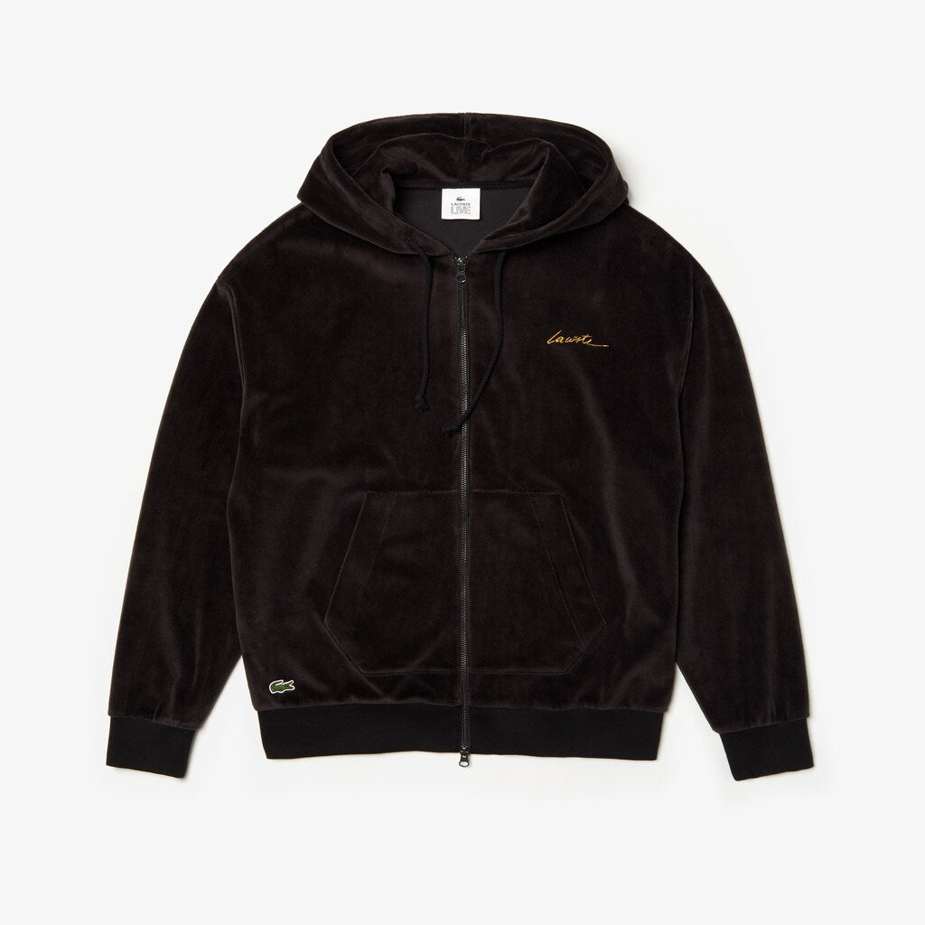 Men's LIVE Signature Hooded Velvet Zip Sweatshirt / Lacoste