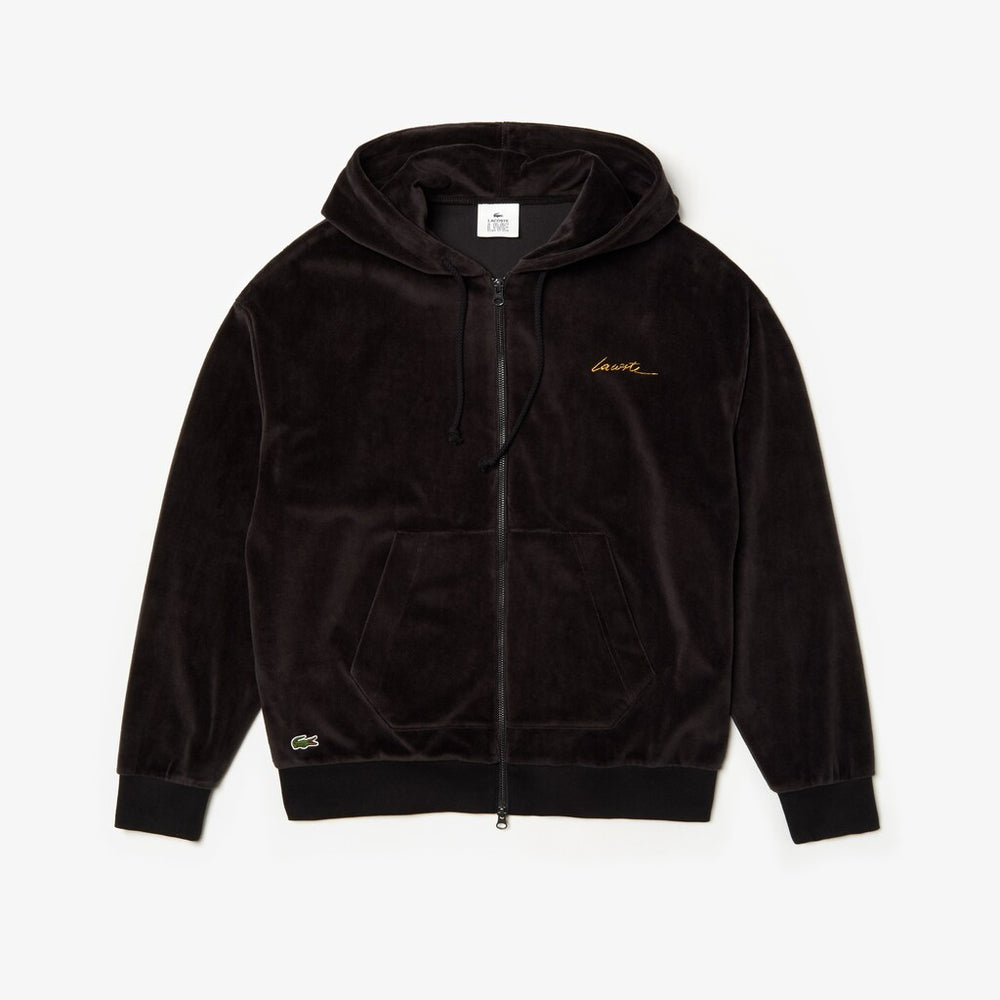 Men's LIVE Signature Hooded Velvet Zip Sweatshirt / Lacoste