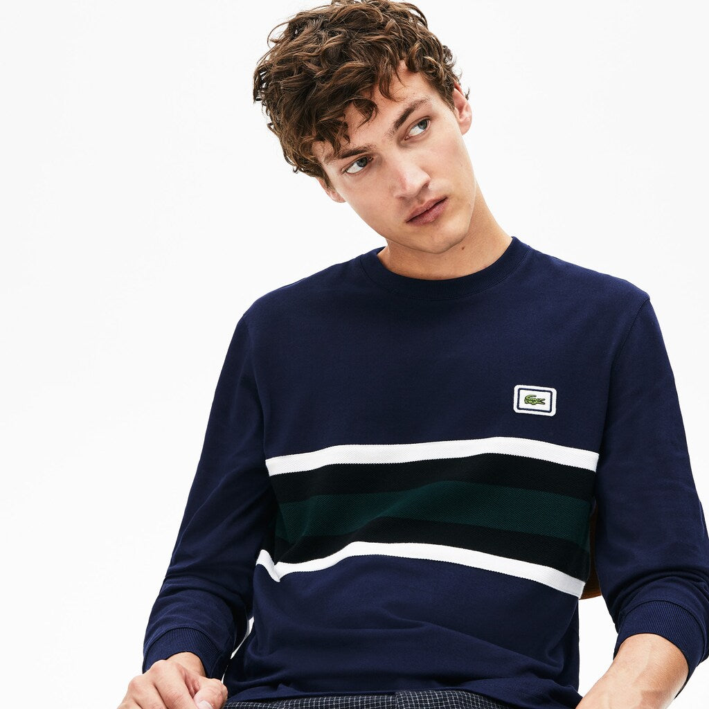 Men's Crewneck Striped Cotton T-Shirt / Lacoste