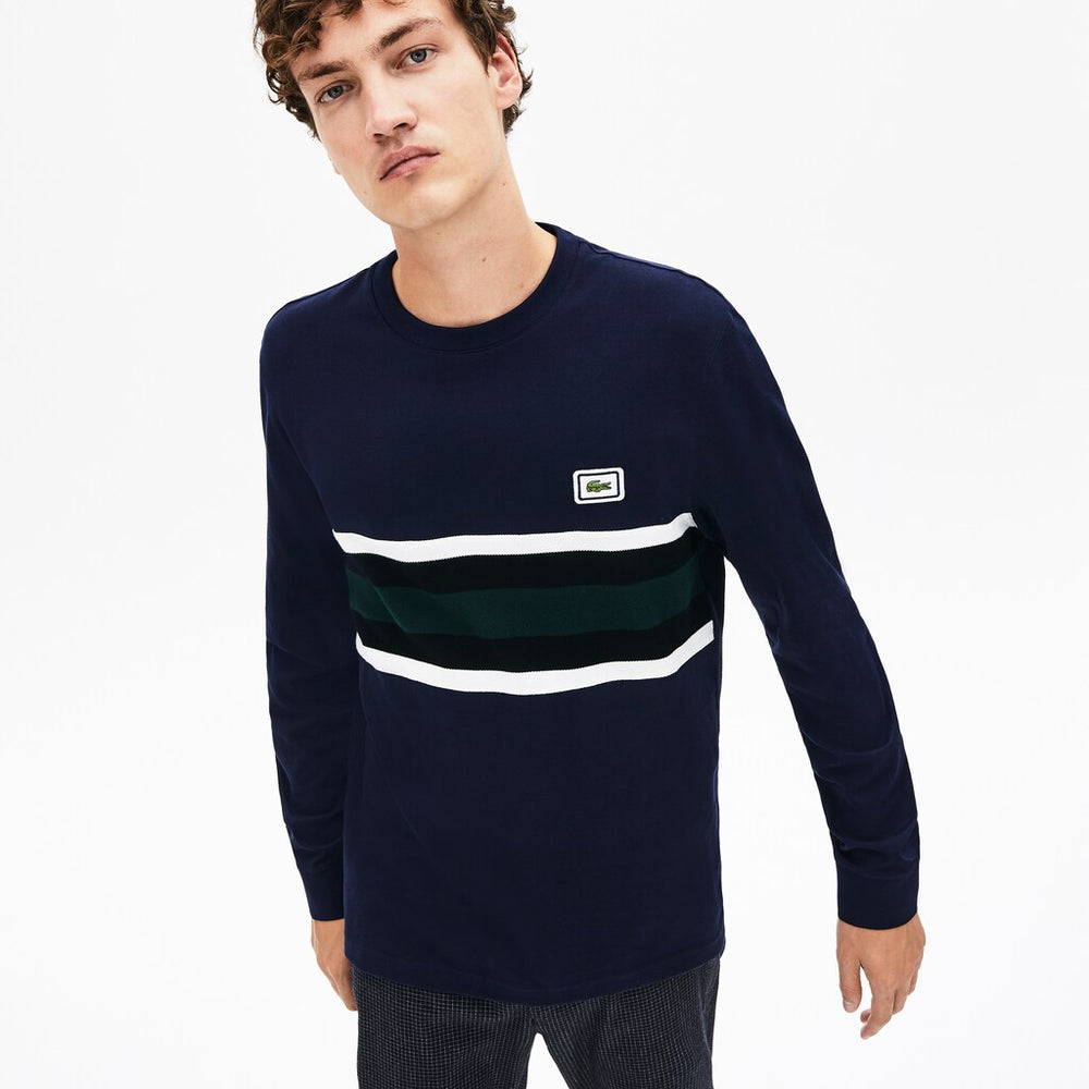 Men's Crewneck Striped Cotton T-Shirt / Lacoste
