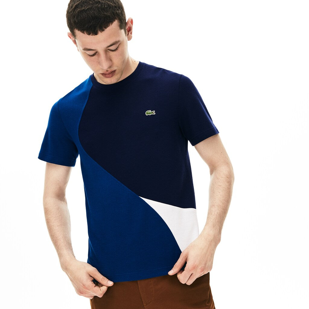 Men's Crewneck Color-Blocked Thermoregulating Piqué T-Shirt / Lacoste