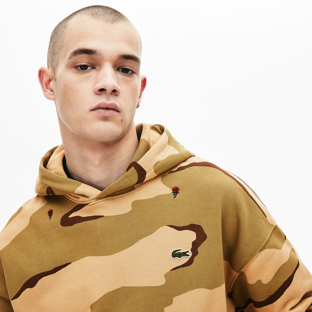 Men's LIVE Hooded Camo Print Fleece Sweatshirt / Lacoste