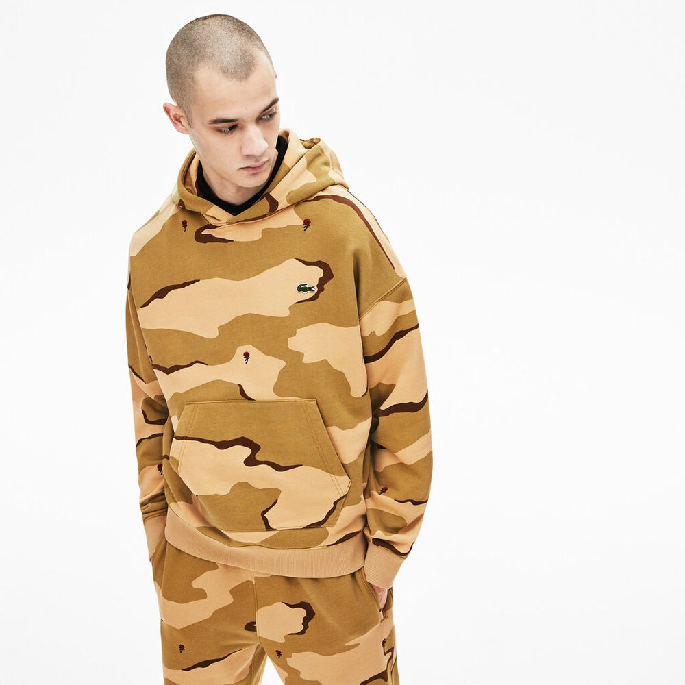 Men's LIVE Hooded Camo Print Fleece Sweatshirt / Lacoste
