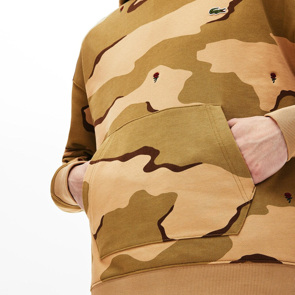 Men's LIVE Hooded Camo Print Fleece Sweatshirt / Lacoste
