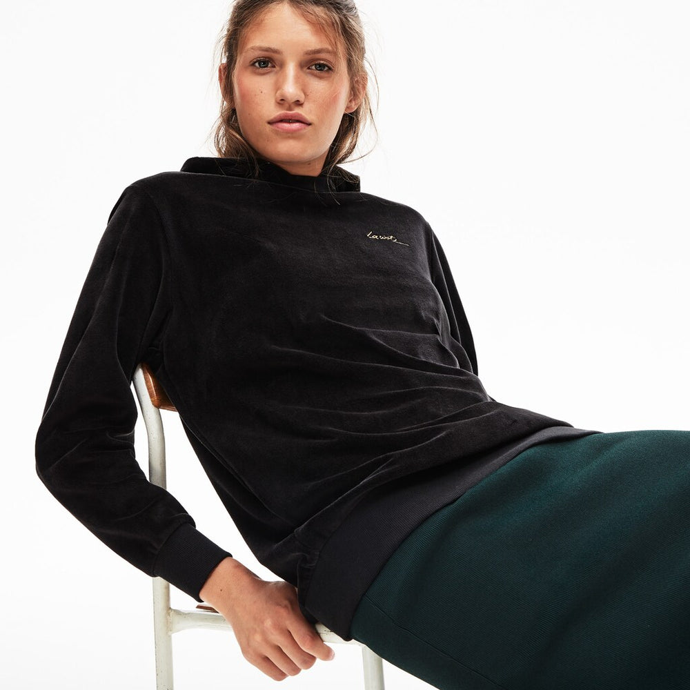 Women's LIVE Golden Signature Hooded Velvet Sweatshirt / Lacoste
