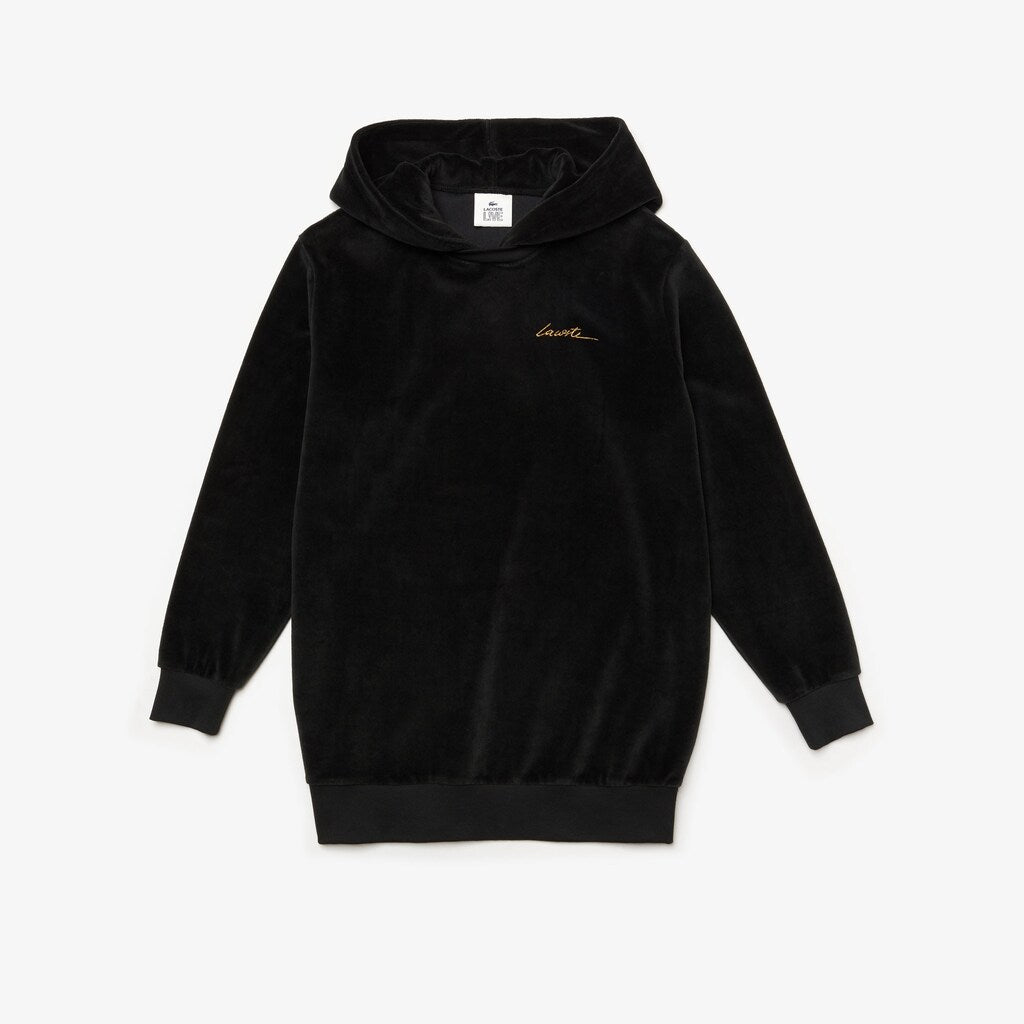 Women's LIVE Golden Signature Hooded Velvet Sweatshirt / Lacoste