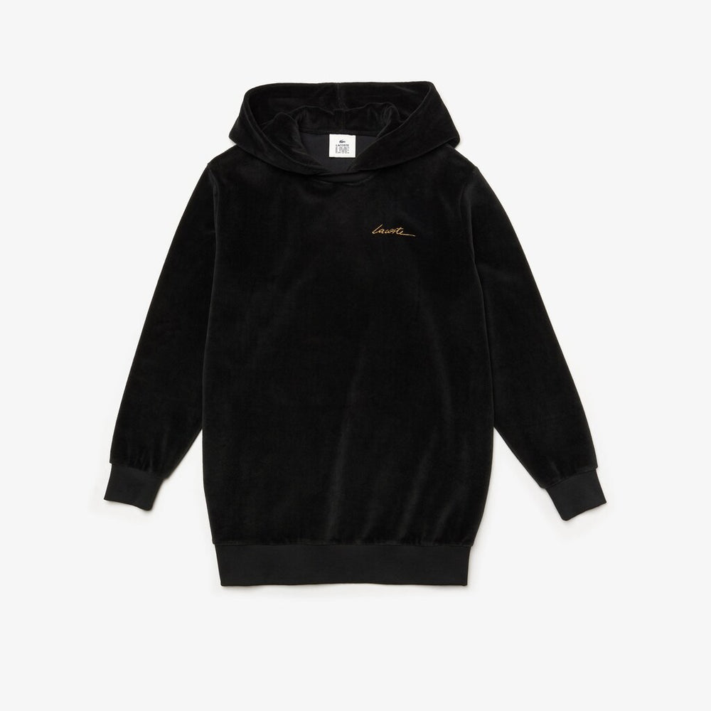 Women's LIVE Golden Signature Hooded Velvet Sweatshirt / Lacoste
