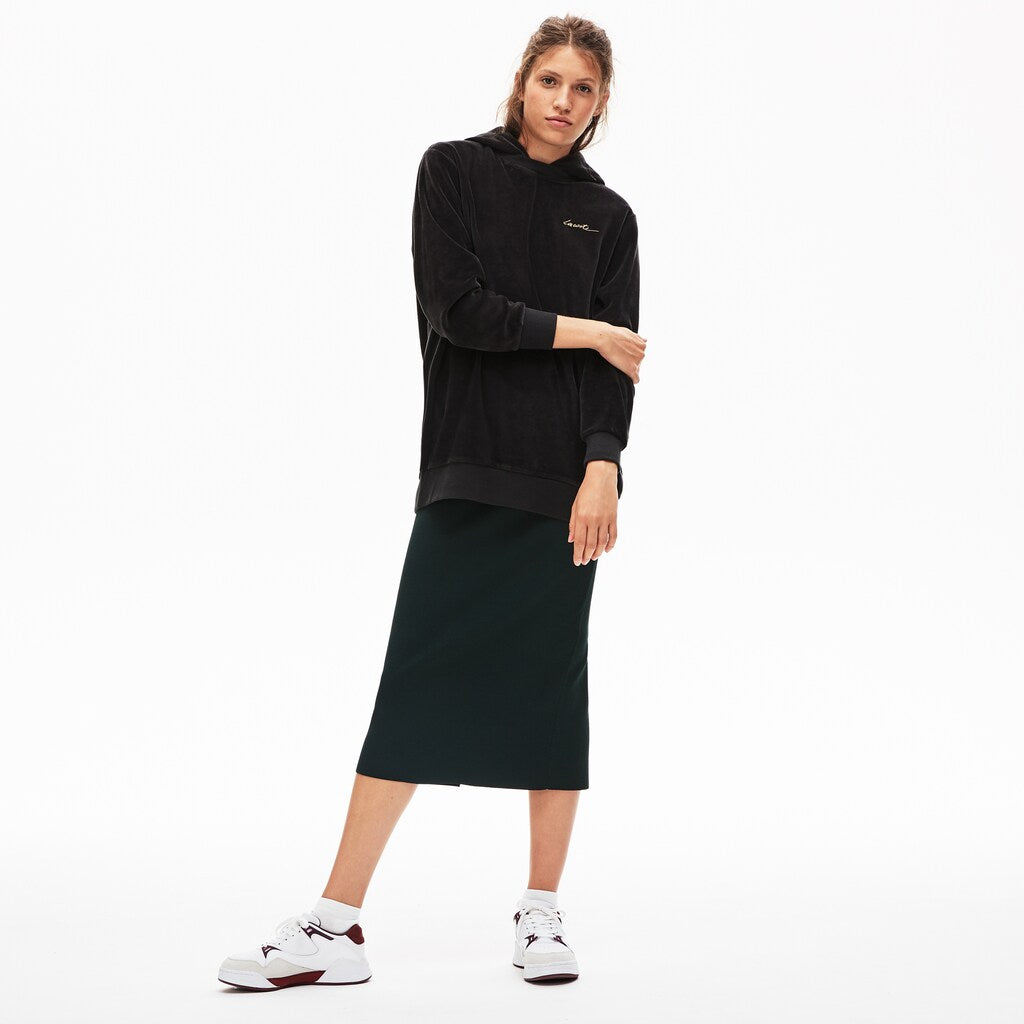 Women's LIVE Golden Signature Hooded Velvet Sweatshirt / Lacoste