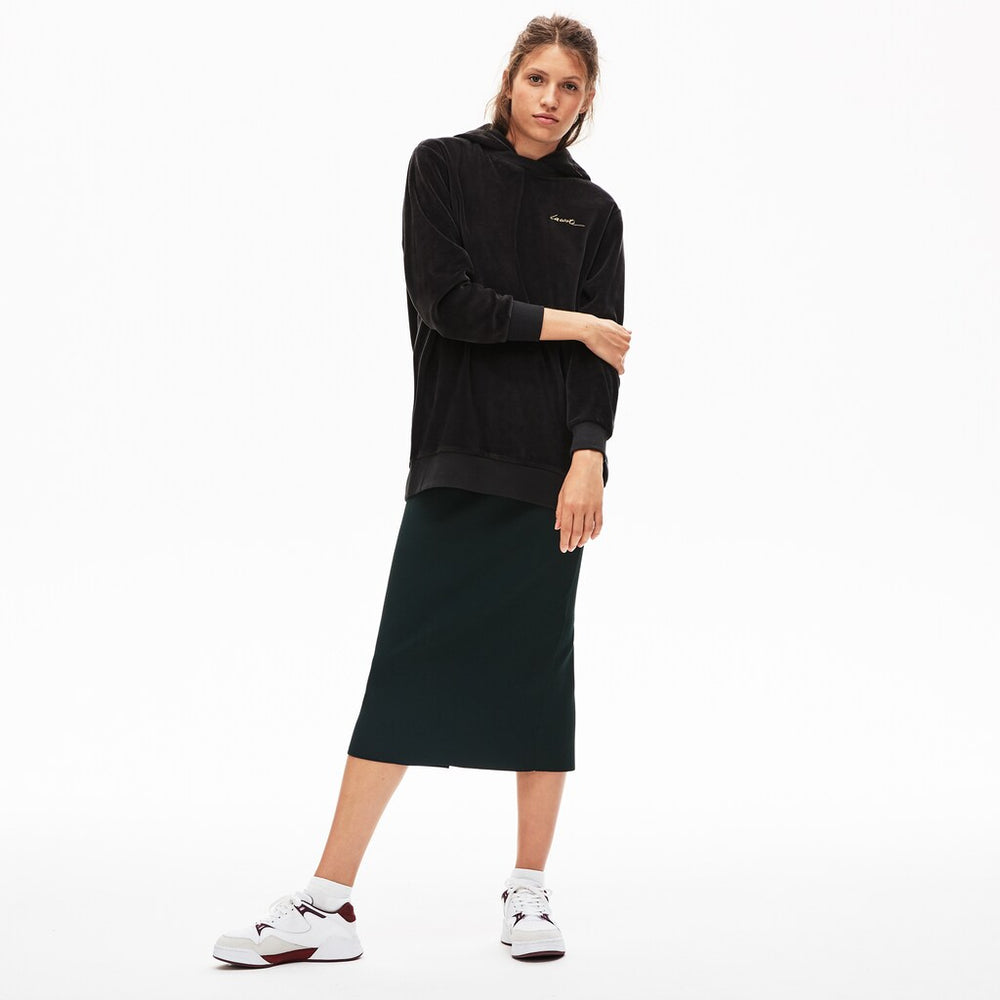 Women's LIVE Golden Signature Hooded Velvet Sweatshirt / Lacoste
