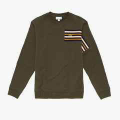 Men's Striped Panel Cotton Fleece Sweatshirt / Lacoste