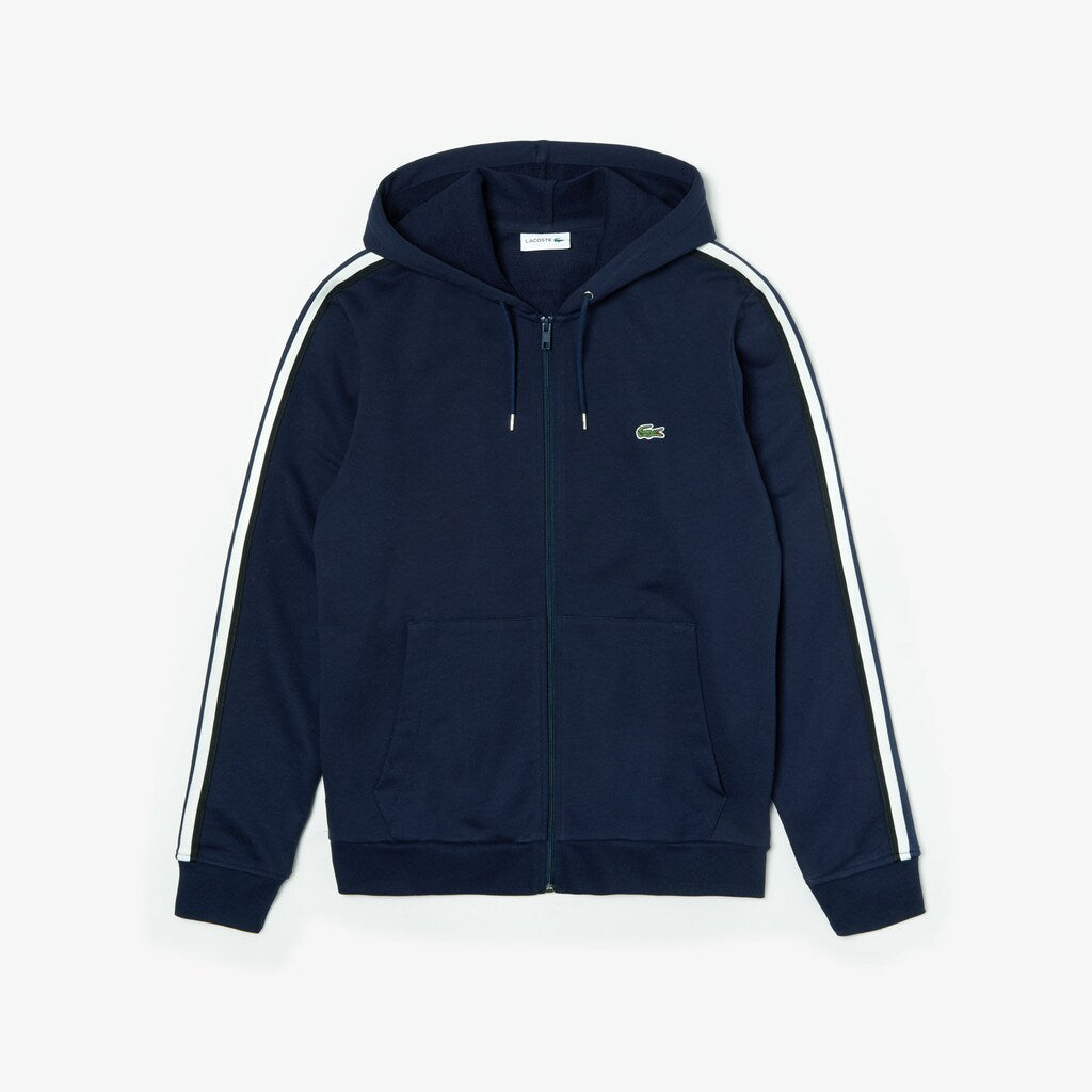 Men's Striped-Sleeve Hooded Zip Fleece Sweatshirt / Lacoste