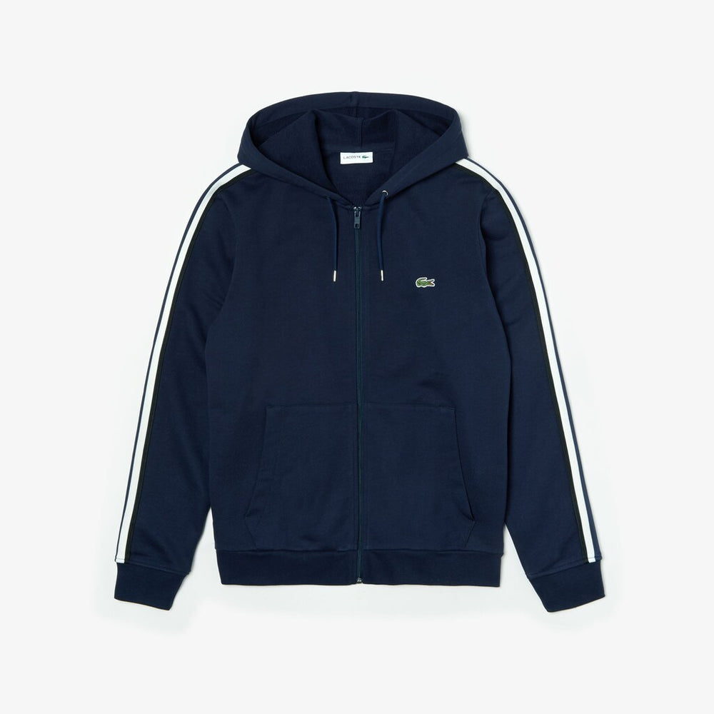 Men's Striped-Sleeve Hooded Zip Fleece Sweatshirt / Lacoste