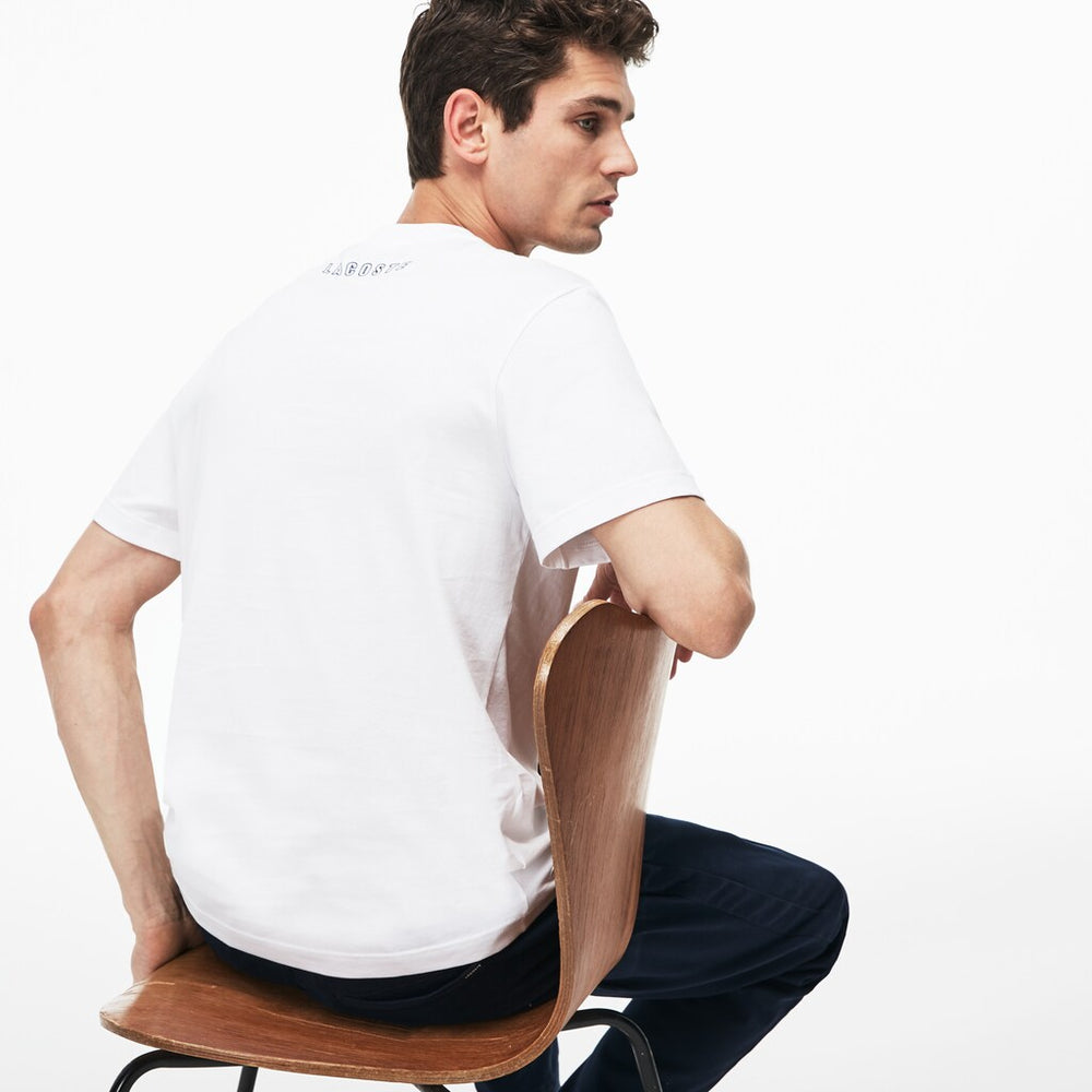 Men's Crew Neck Rubber Lettering Soft Jersey T-shirt / Lacoste