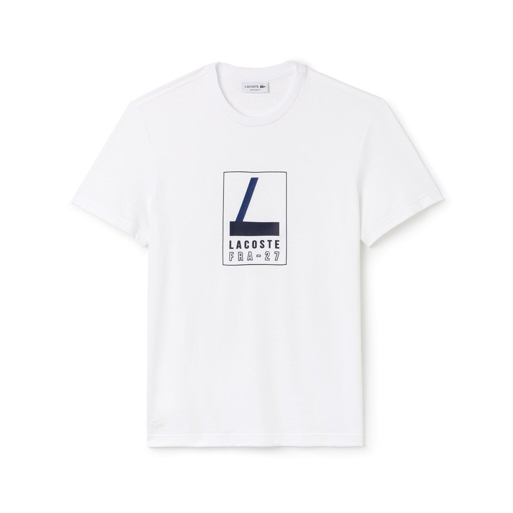 Men's Crew Neck Rubber Lettering Soft Jersey T-shirt / Lacoste