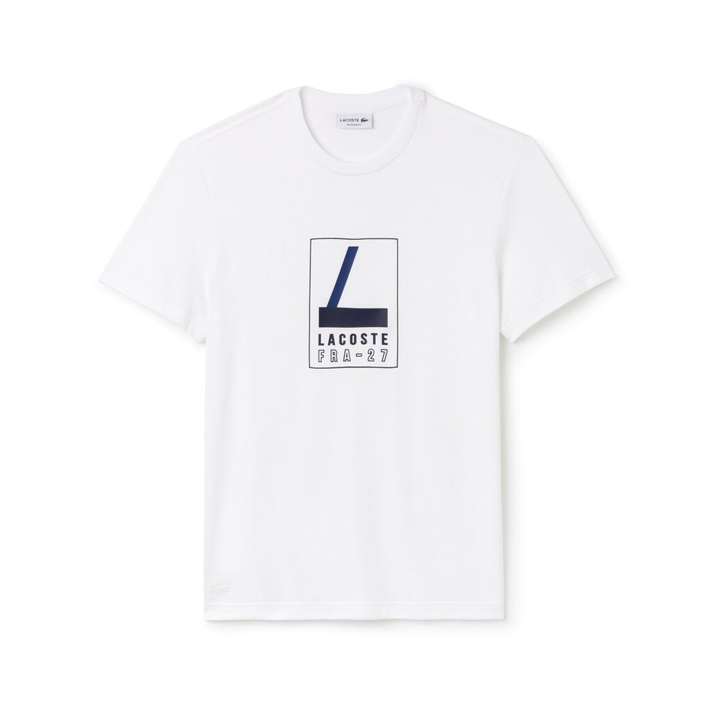Men's Crew Neck Rubber Lettering Soft Jersey T-shirt / Lacoste