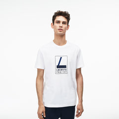 Men's Crew Neck Rubber Lettering Soft Jersey T-shirt / Lacoste