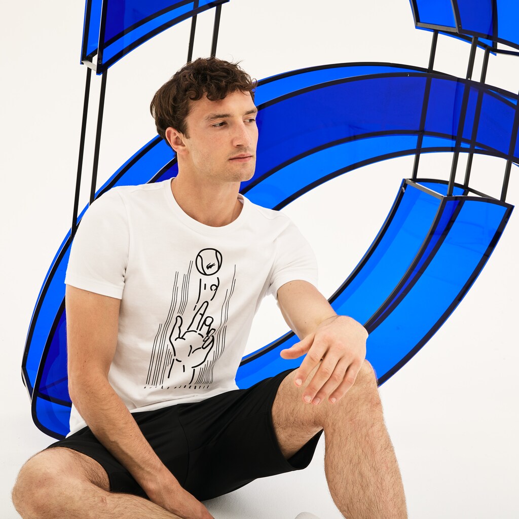 Men's SPORT Novak Djokovic Crew Neck Print Technical T-Shirt / Lacoste