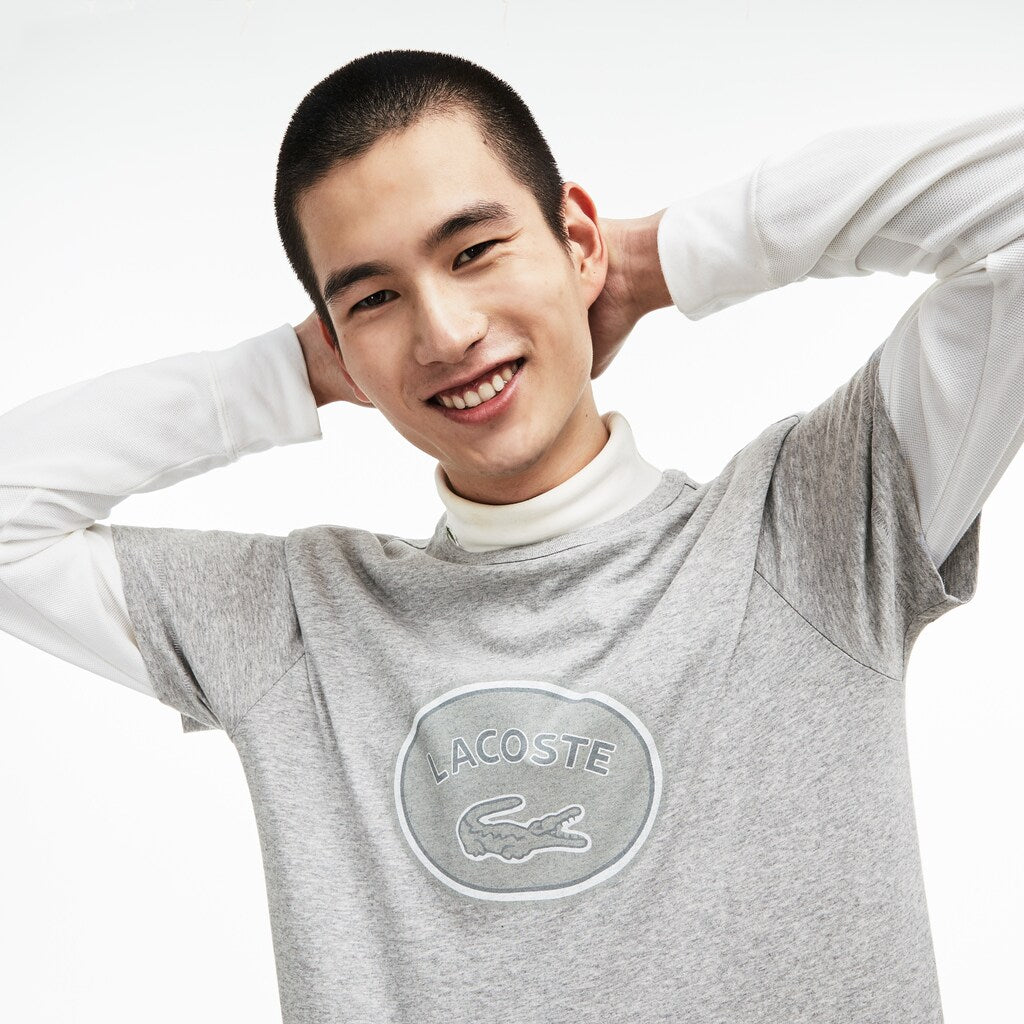 Men's Crew Neck Oversized Badge Cotton Jersey T-Shirt / Lacoste