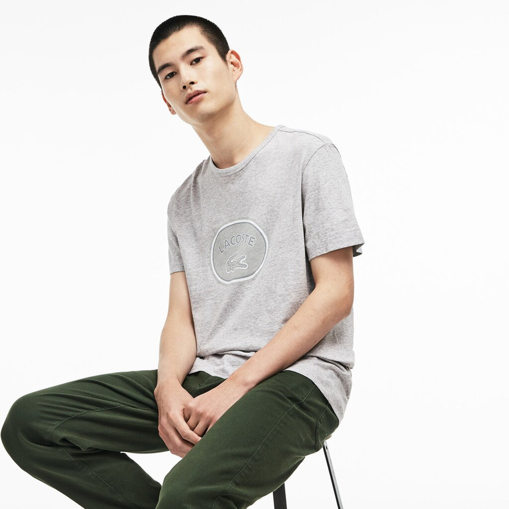 Men's Crew Neck Oversized Badge Cotton Jersey T-Shirt / Lacoste