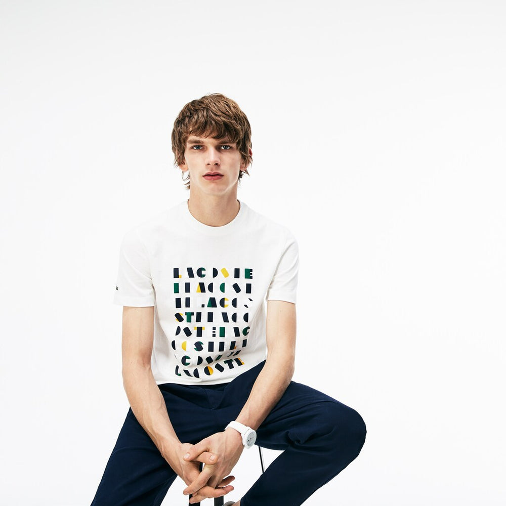 Men's Crew Neck 3D Lettering Cotton Jersey T-shirt / Lacoste
