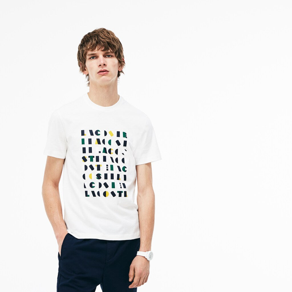 Men's Crew Neck 3D Lettering Cotton Jersey T-shirt / Lacoste