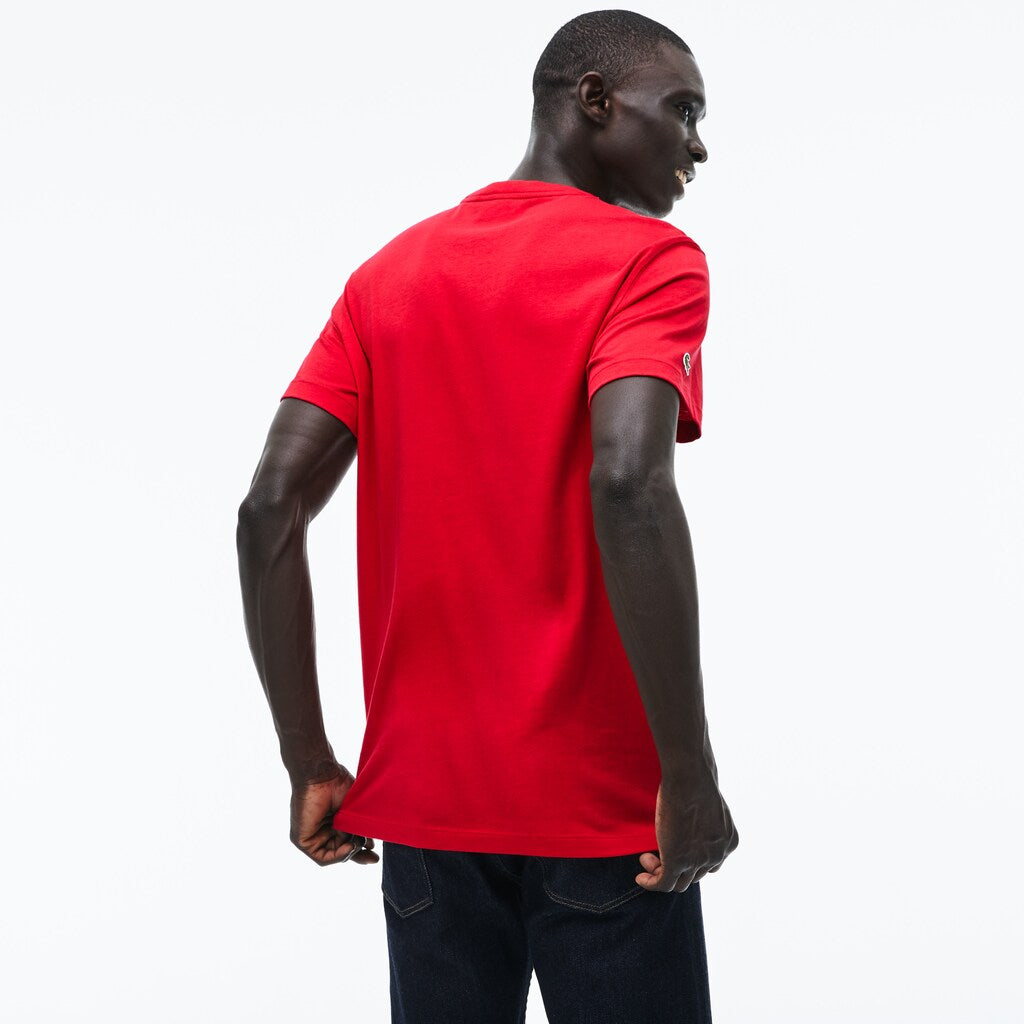 Men's Crew Neck 3D Lettering Cotton Jersey T-shirt / Lacoste