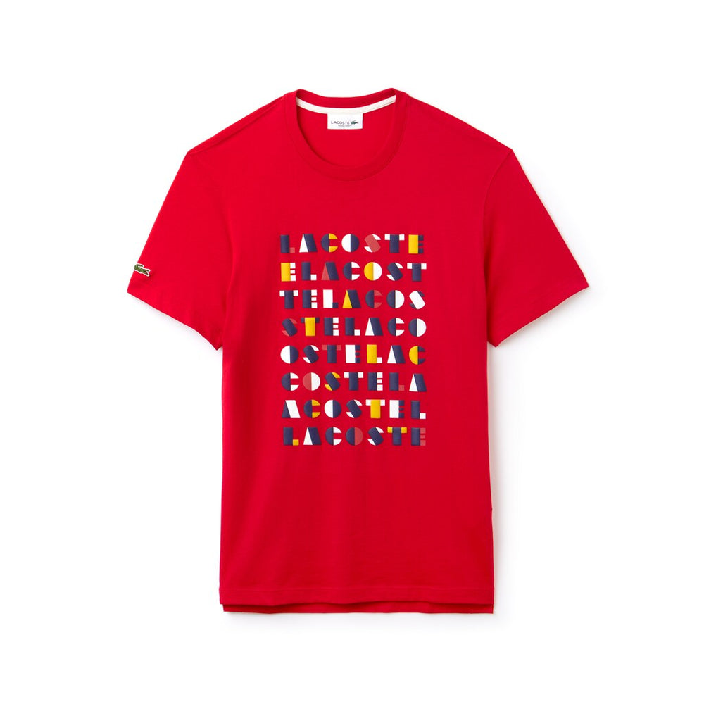 Men's Crew Neck 3D Lettering Cotton Jersey T-shirt / Lacoste