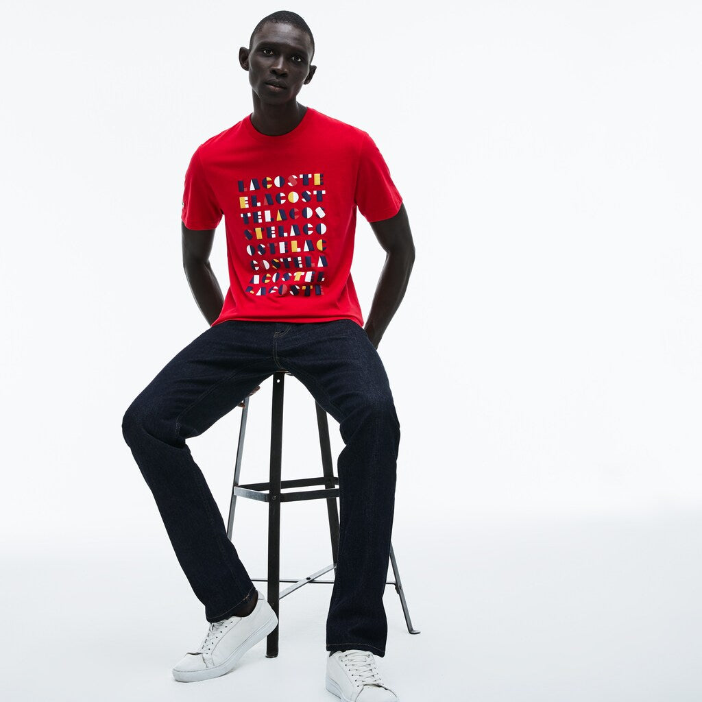 Men's Crew Neck 3D Lettering Cotton Jersey T-shirt / Lacoste