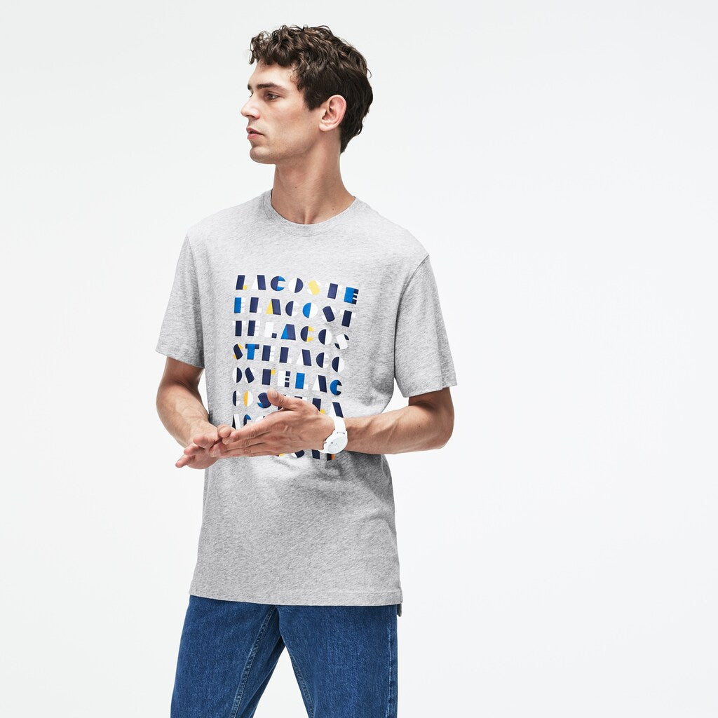 Men's Crew Neck 3D Lettering Cotton Jersey T-shirt / Lacoste