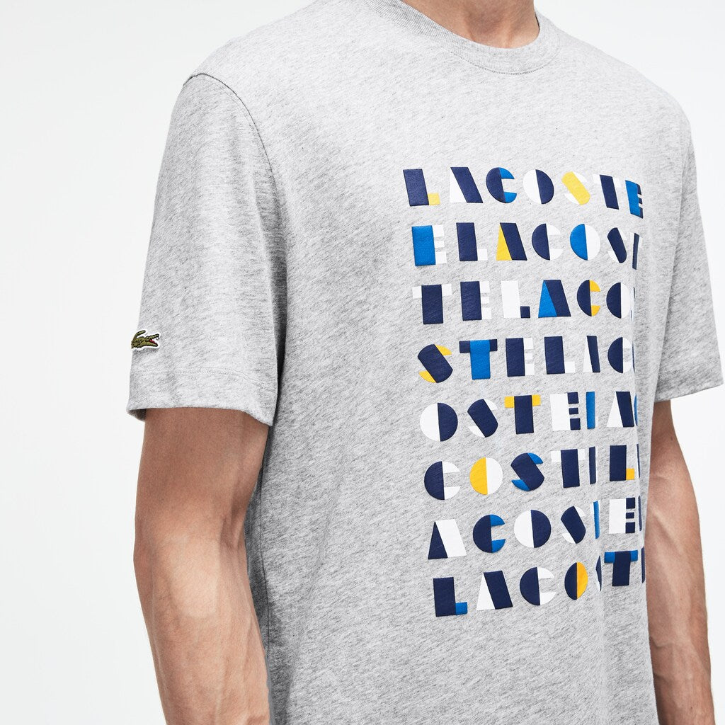 Men's Crew Neck 3D Lettering Cotton Jersey T-shirt / Lacoste