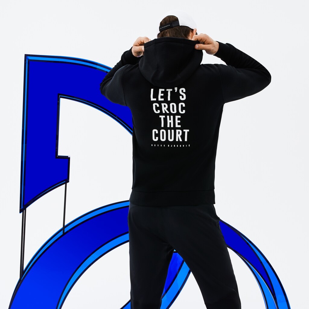 Men's SPORT Novak Djokovic Technical Fleece Hooded Zip Sweatshirt / Lacoste