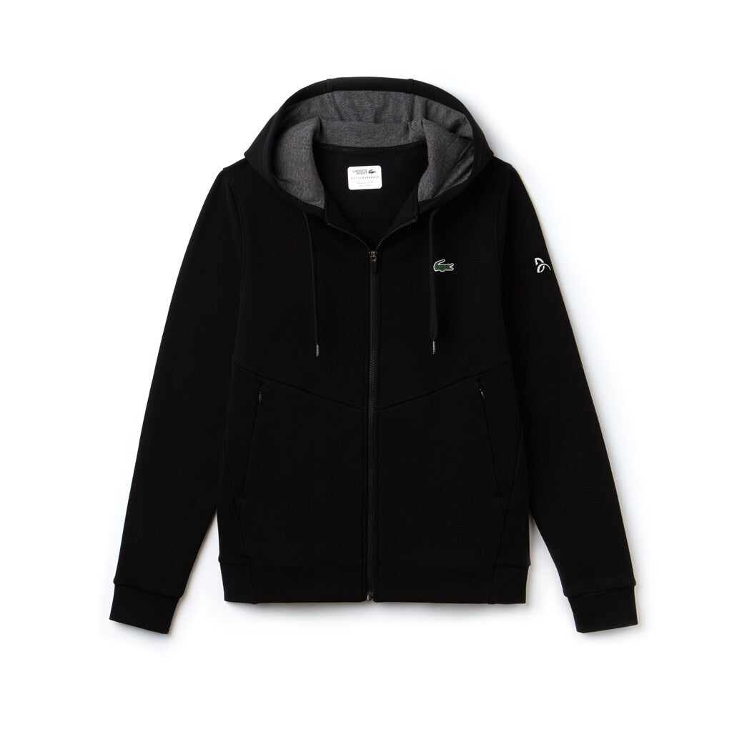 Men's SPORT Novak Djokovic Technical Fleece Hooded Zip Sweatshirt / Lacoste