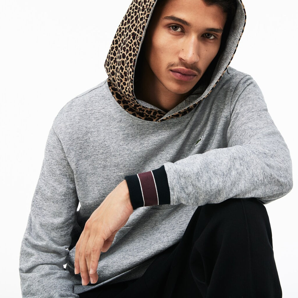 Men's LIVE Leopard Print Hood Fleece Sweatshirt / Lacoste