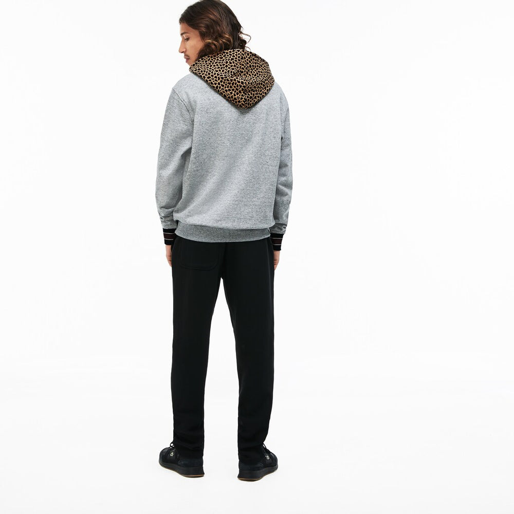 Men's LIVE Leopard Print Hood Fleece Sweatshirt / Lacoste
