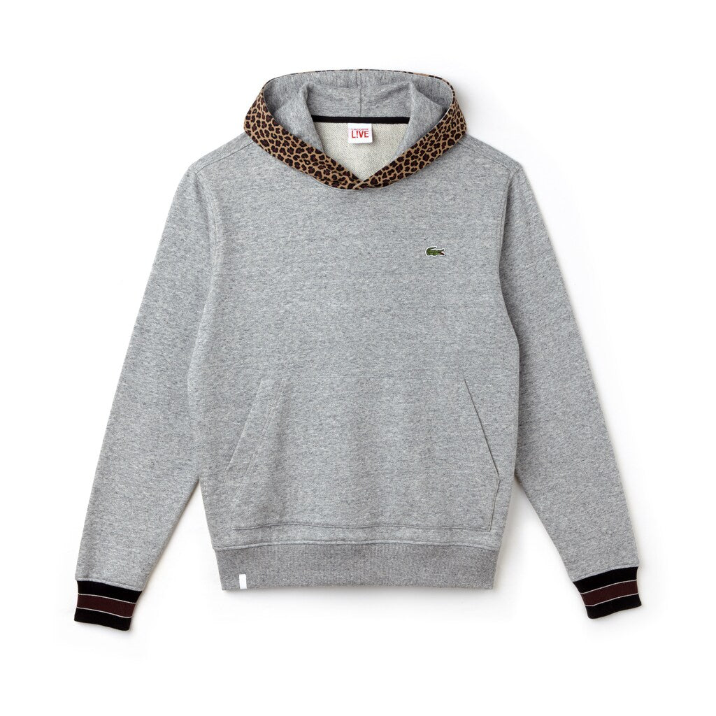 Men's LIVE Leopard Print Hood Fleece Sweatshirt / Lacoste