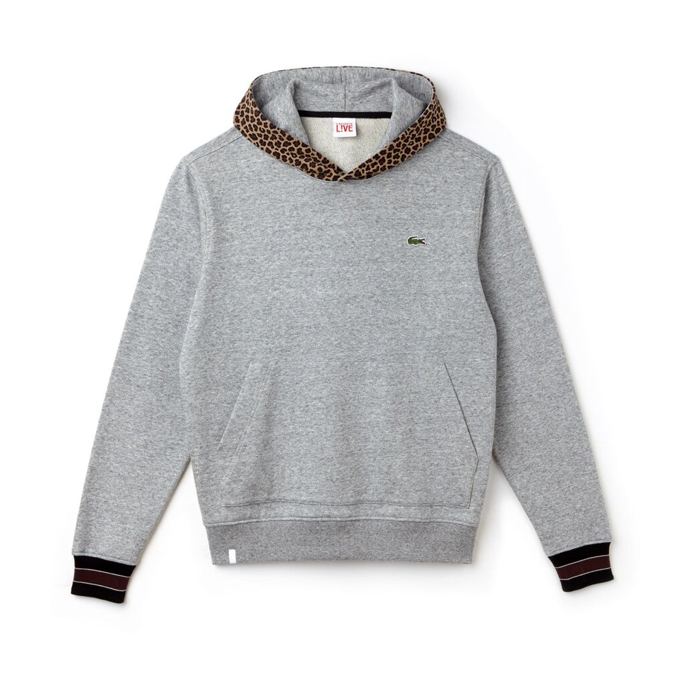 Men's LIVE Leopard Print Hood Fleece Sweatshirt / Lacoste