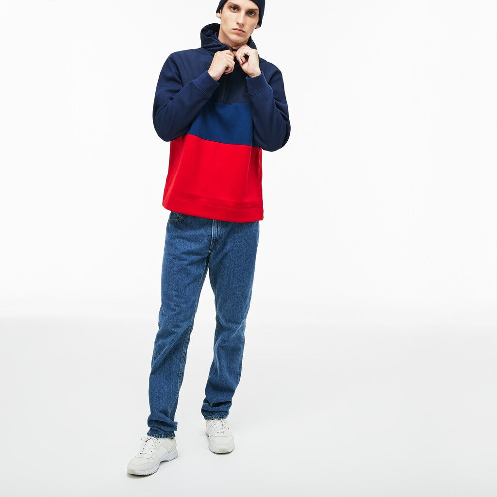 Men's Hooded Colorblock Fleece Jersey Sweatshirt / Lacoste
