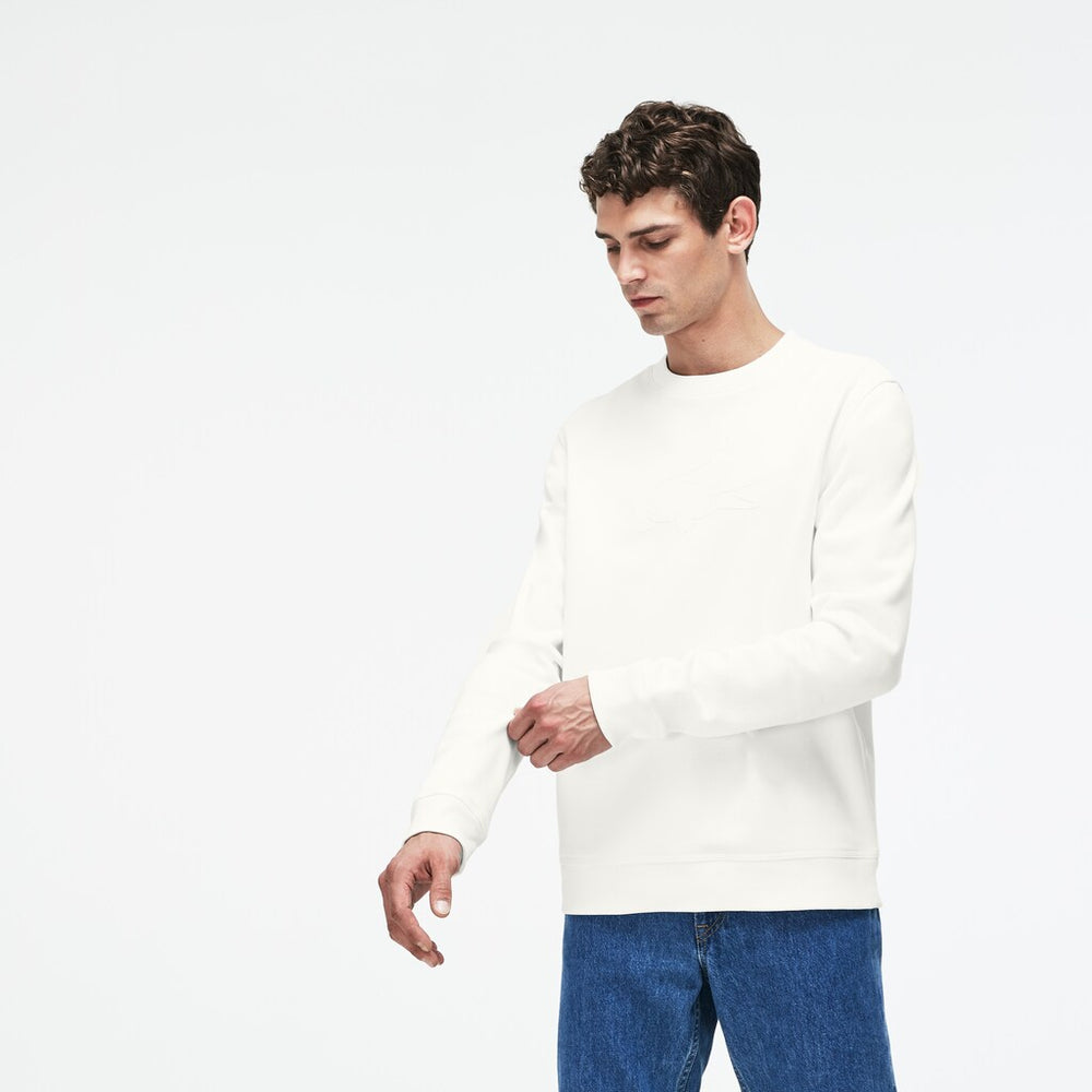 Men's Crew Neck Felt Crocodile Fleece Sweatshirt / Lacoste