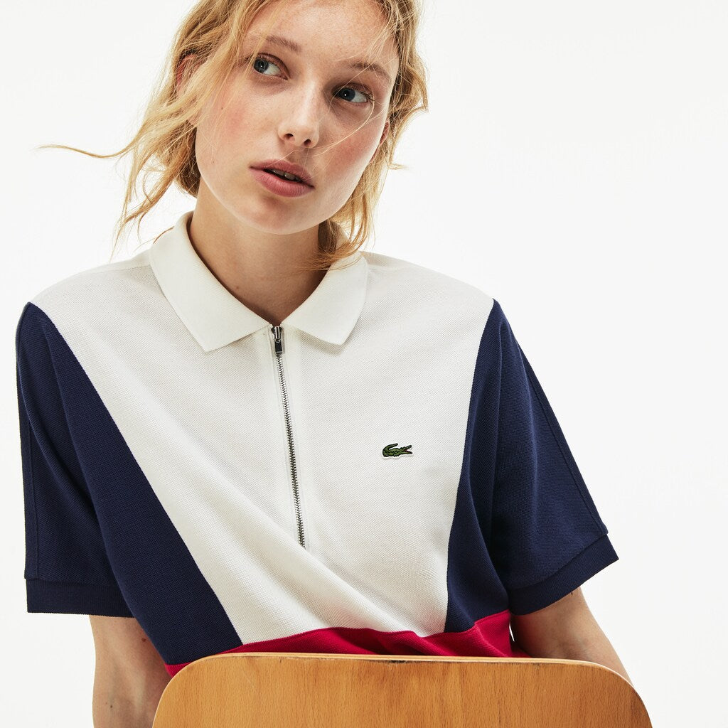 Women's Zip Neck Colorblock Terrycloth Piqué Polo / Lacoste