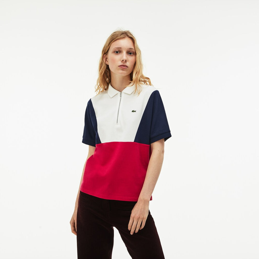 Women's Zip Neck Colorblock Terrycloth Piqué Polo / Lacoste