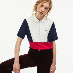 Women's Zip Neck Colorblock Terrycloth Piqué Polo / Lacoste