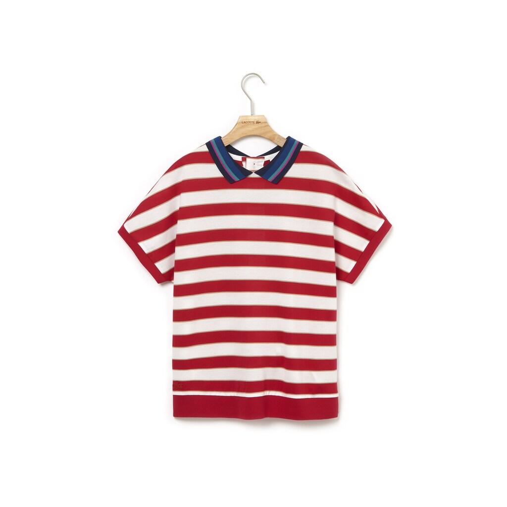Women's Back Button Colorblock Striped Piqué Polo / Lacoste