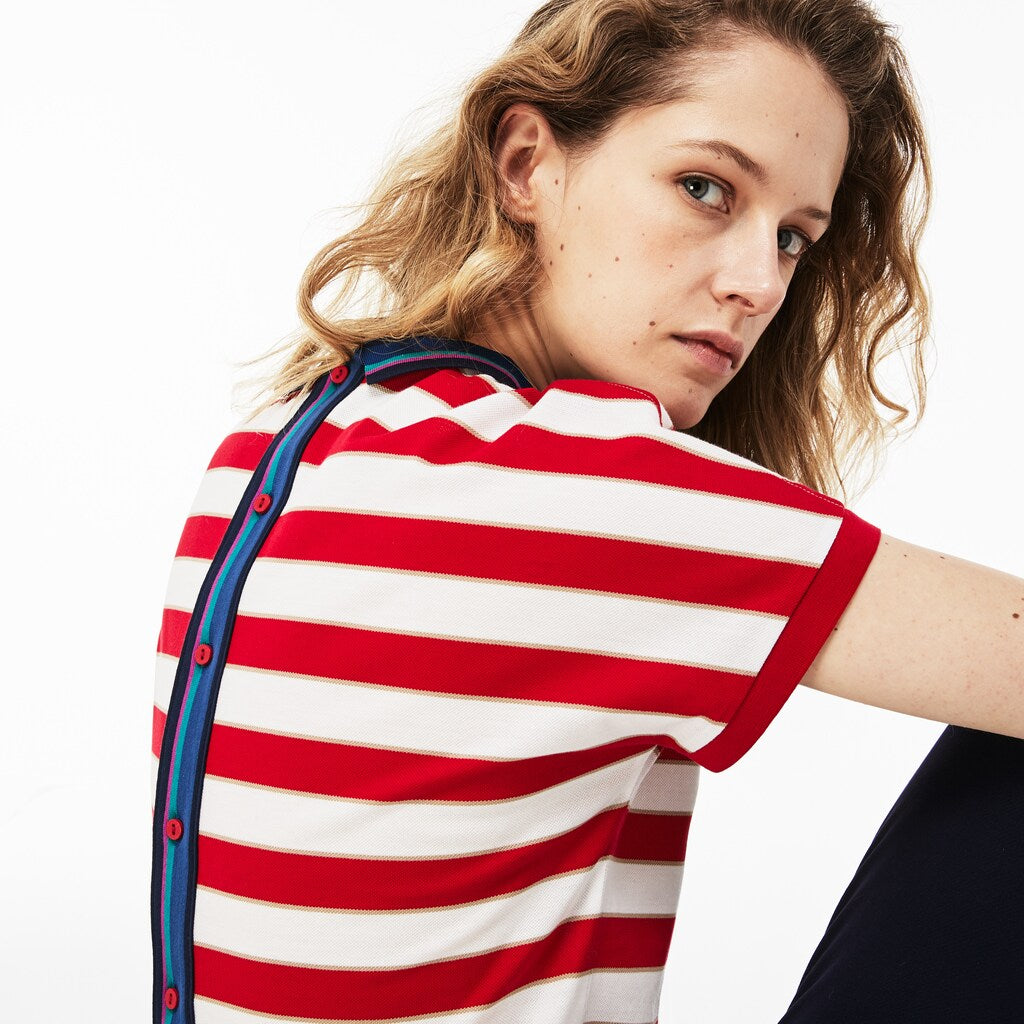 Women's Back Button Colorblock Striped Piqué Polo / Lacoste