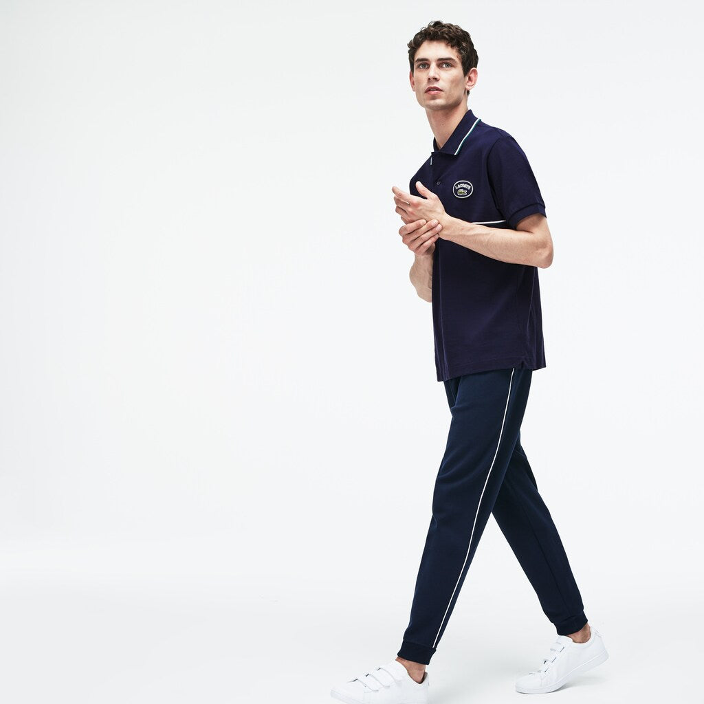 Men's Regular Fit Striped Accents Petit Piqué Polo / Lacoste