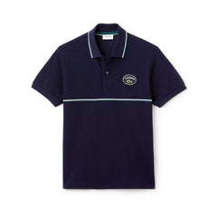 Men's Regular Fit Striped Accents Petit Piqué Polo / Lacoste