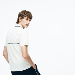 Men's Regular Fit Striped Accents Petit Piqué Polo / Lacoste