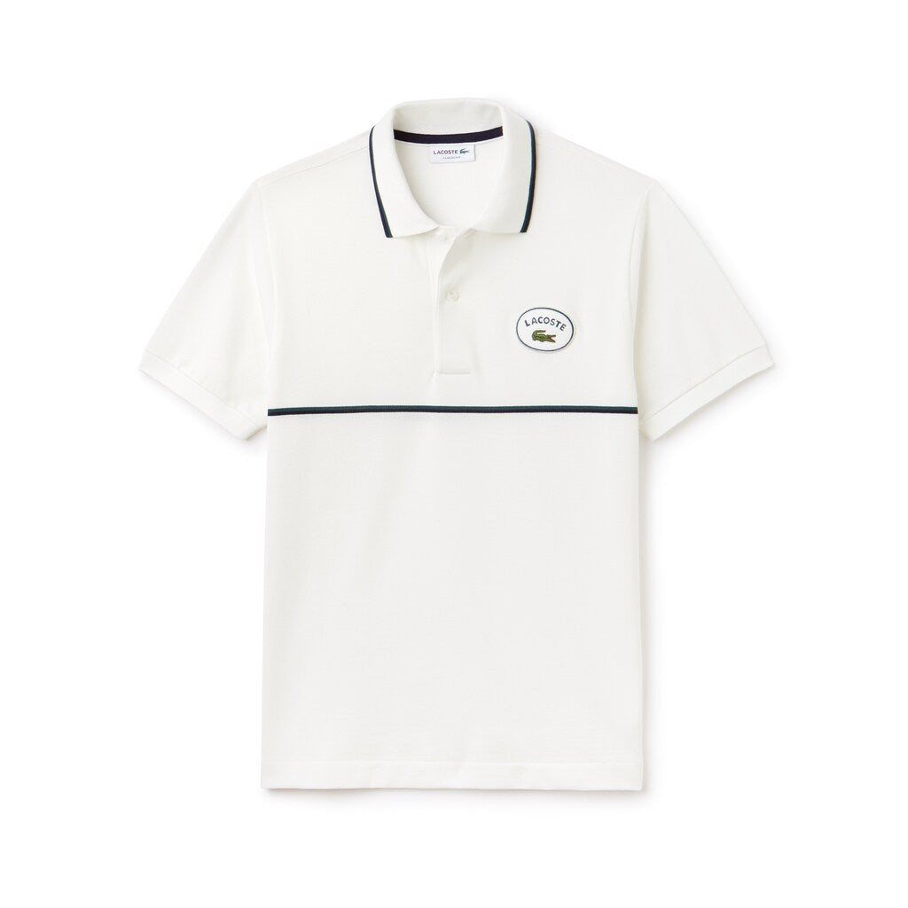 Men's Regular Fit Striped Accents Petit Piqué Polo / Lacoste
