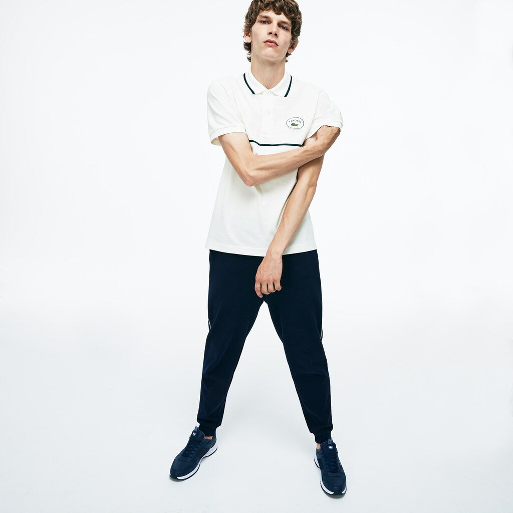 Men's Regular Fit Striped Accents Petit Piqué Polo / Lacoste