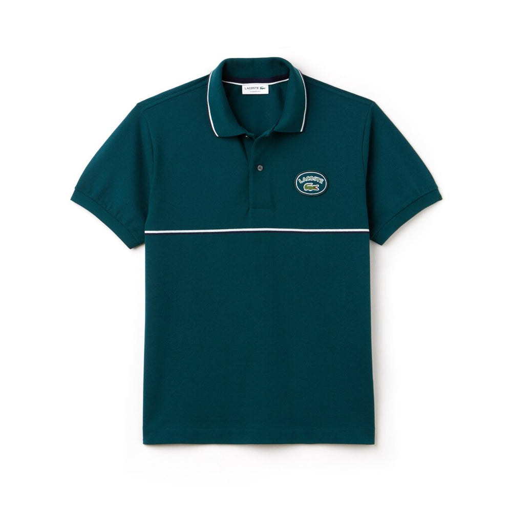 Men's Regular Fit Striped Accents Petit Piqué Polo / Lacoste